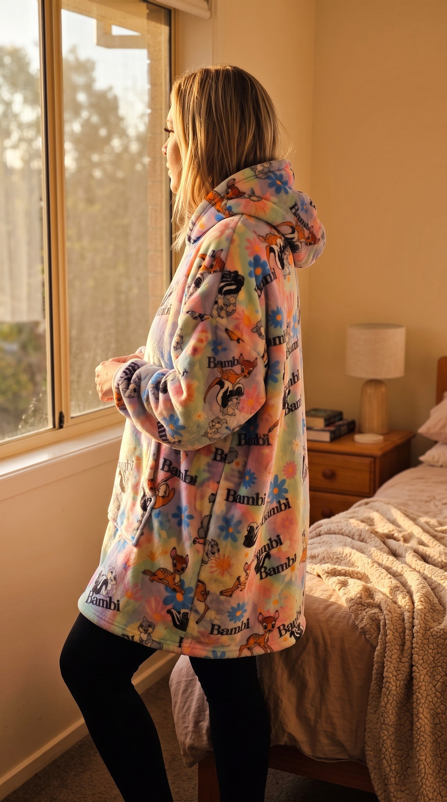 Forest friends Fleece-lined hooded blanket