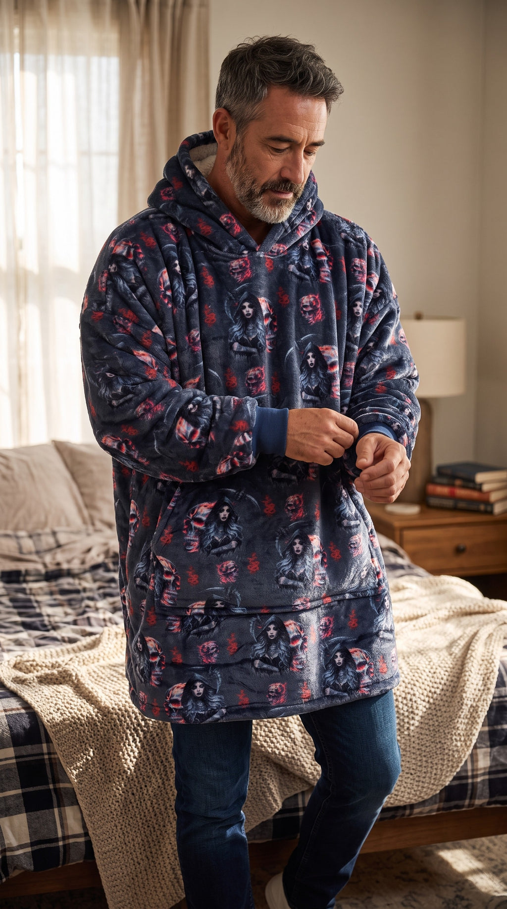 Midnight Reaper Fleece-lined hooded blanket